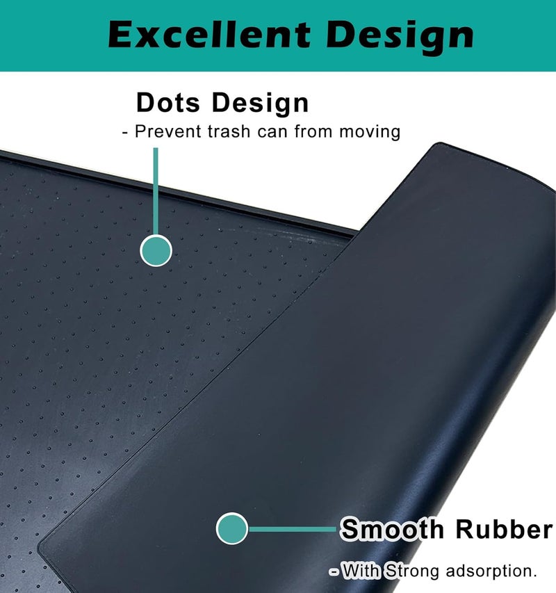 Luccov Trash Can Mat 2 Pack, Waterproof Raised Edge Silicone Under Garbage Can Mat, 11.8" X18.9" Non-Slip Trash Can Pad for Kitchen Office Bedroom Reduce Floor Carpet Wall Scratches, Black - Image 2